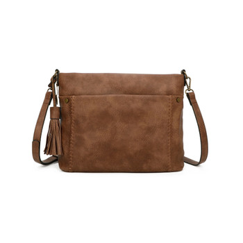 Ampere Christina Brown Vegan Leather Crossbody Bag front view