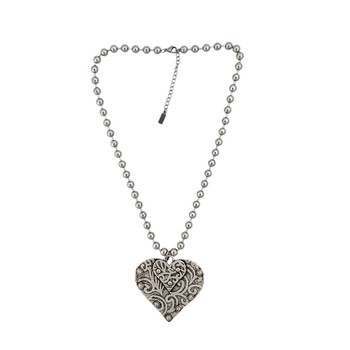 Stainless Steel Double Heart Silver Necklace