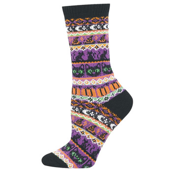 Socksmith Women's Socks - Sweater Collection - Black Cat Voodoo