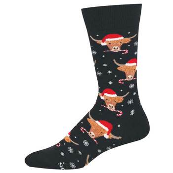 Socksmith Men's Crew Socks - Christmas Cows - HIGHLAND HOLIDAYS