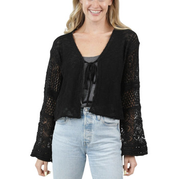 Nostalgia Clothing - Lightwight Open Knit Crop Cardigan Sweater - Black