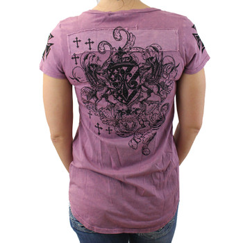 Mauve T Party V neck T-shirt with backside design.