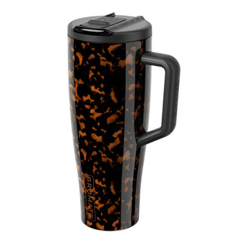 BrüMate ERA FLIP 40oz Straw Tumbler Travel Mug - TORTOISE SHELL - Limited Edition - closed position
