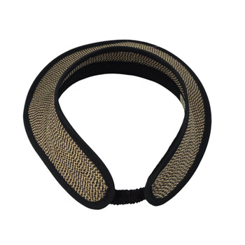 Sun N Sand Women's Black Paperbraid UPF 50+ Sun Visor Showing Open-Top Design, Black Elastic Back Band, Interior Woven Construction and 4-Inch Brim.