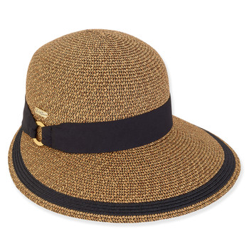 Sun N Sand Alaina Women's Paper Braid Backless Hat – Natural/Black – UPF 50+