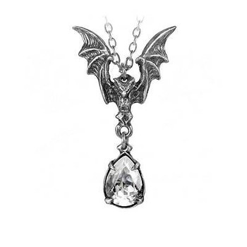 Pewter Gothic Bat Necklace La Nuit  Alchemy P600 Vampire Crystal