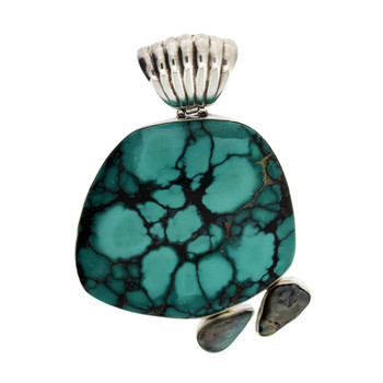 Turquoise Pendant with Blue Green Labradorite and Pearl Gemstone Sterling Silver Jewelry Turquoise Pendant with Blue Green Labradorite and Pearl Gemstone Sterling Silver Jewelry