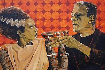 Made for Each Other by Mike Bell Tattoo Art Print  Monster Bride of Frankenstein