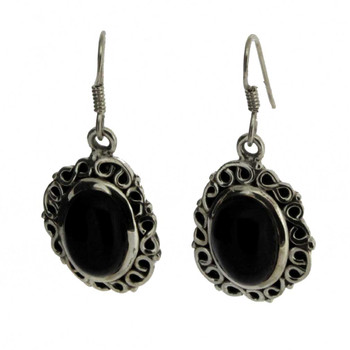 Black Onyx Sterling Silver Dangle Earrings