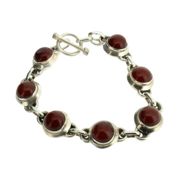 Brown Red Carnelian Sterling Silver Bracelet