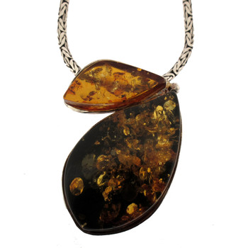 Large Amber sterling silver pendant.