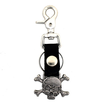 Skull and crossbones leather key chain. Skull and crossbones leather key chain.
