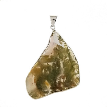 Green Moss Agate sterling silver pendant. 