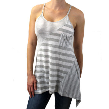 White and gray striped racer back tank top.