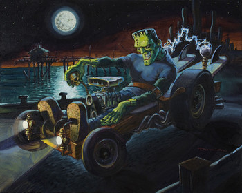 Fully Charged Hot Rod Frankenstein by Damian Fulton Fine Tattoo