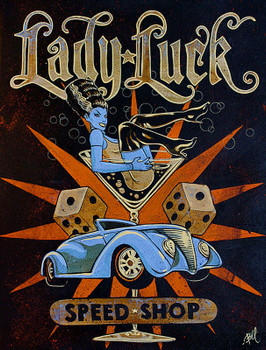 Mike Bell Canvas Giclee - Lady Luck Speed Shop