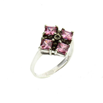 Pink CZ Marcasite sterling silver.