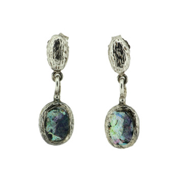 Roman glass jewelry dangle earrings.