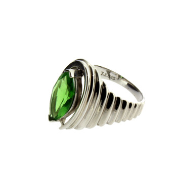 Marquise Faceted Stone Green Helenite Sterling Silver Ring