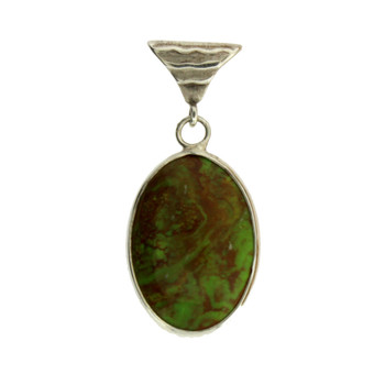 Oval Green Turquoise Sterling Silver Pendant Oval Green Turquoise Sterling Silver Pendant