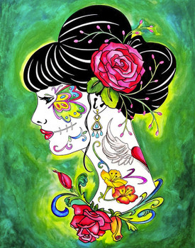 Garden Beauty by Melody Smith Canvas Giclee Art Print Tattooed Woman