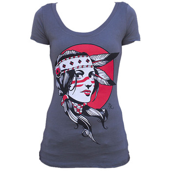 Indian Girl by Brian Kelly Women's Tee Shirt Native American Woman Indian Girl by Brian Kelly Women's Tee Shirt Native American Woman