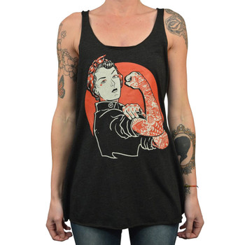 We Can Do It by Adi Women's Tattoo Unfinished Tank Top Rockabilly Rosie The Riveter We Can Do It by Adi Women's Tattoo Unfinished Tank Top Rockabilly Rosie The Riveter