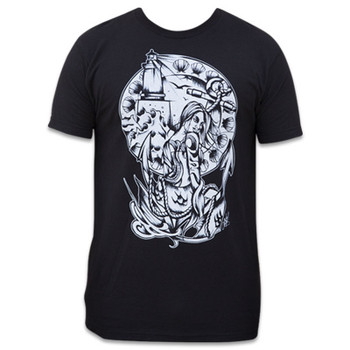 The Shore Always Waits by Chris Allen Men's Black Tattoo Tee Shirt Nautical Mermaid The Shore Always Waits by Chris Allen Men's Black Tattoo Tee Shirt Nautical Mermaid