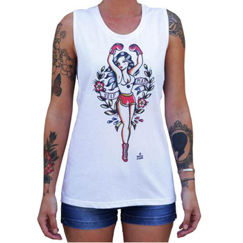 Self Made by Susana Alonso Women's Tattoo Art Muscle Tank Top Tee Shirt Pin Up Boxing Girl Self Made by Susana Alonso Women's Tattoo Art Muscle Tank Top Tee Shirt Pin Up Boxing Girl