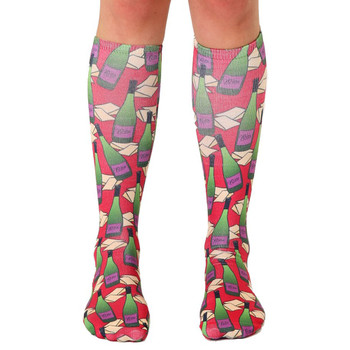 Men's or Women's Knee High Socks Wine Bottles