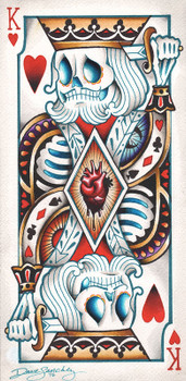 Suicide King by Dave Sanchez Canvas Giclee Tattoo Art Print Sugar Skull Playing Card