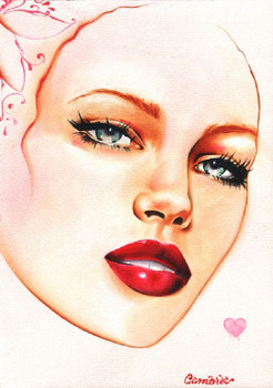 Ruby Lips by Cambria Canvas Giclee Tattoo Art Print Beautiful Woman Ruby Lips by Cambria Canvas Giclee Tattoo Art Print Beautiful Woman