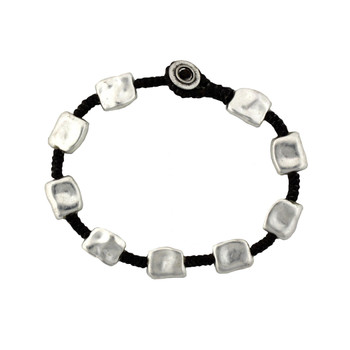 Silver Alloy Bracelet Wrist Jewelry Waxed Linen Wristband