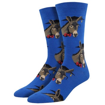 Men's Crew Socks Smart Ass Educated Donkeys Blue