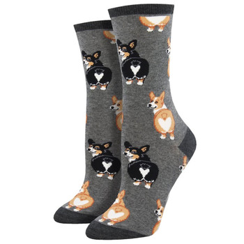 Women's Crew Socks Corgi Butt Puppy Dogs Grey Women's Crew Socks Corgi Butt Puppy Dogs Grey