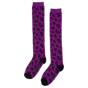 Women's Knee High Socks Purple Leopard Animal Print