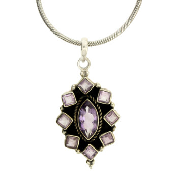 Faceted Amethyst Pendant Sterling Silver