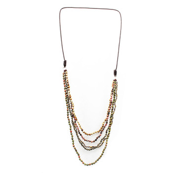 Long Layered Beaded Gemstone Necklace Semi-Precious Stones Long Layered Beaded Gemstone Necklace Semi-Precious Stones