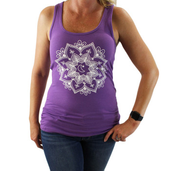 Purple tank top with white Mandala. 