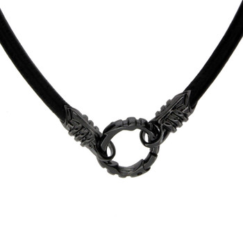 Bico Black Leather Choker Necklace close up view