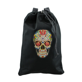 Colorful sugar skull backpack purse front view. Colorful sugar skull backpack purse front view.