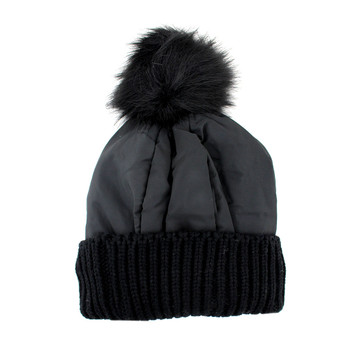 Black warm winter beanie hat. 