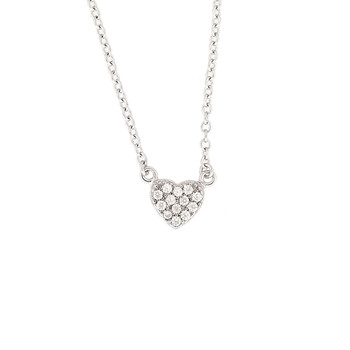 Clear pave heart sterling silver vermeil necklace. 