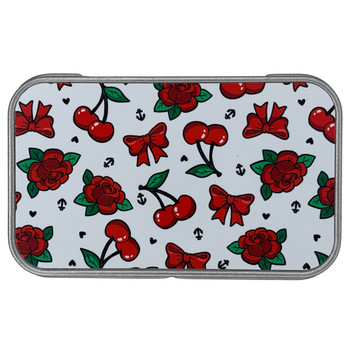 Cherries Bows and Red Roses Metal Tin Box Cherries Bows and Red Roses Metal Tin Box