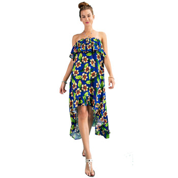 Tropical Flower Print Hi Low Maxi Dress