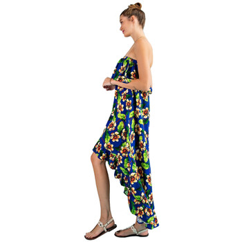 Tropical Flower Print Hi Low Maxi Dress side view