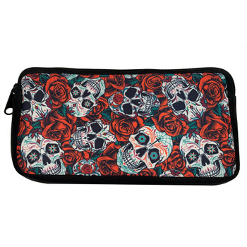 Sugar Skulls and Red Roses Zippered Pouch
