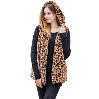 Soft Faux Fur Leopard Hooded Vest Soft Faux Fur Leopard Hooded Vest