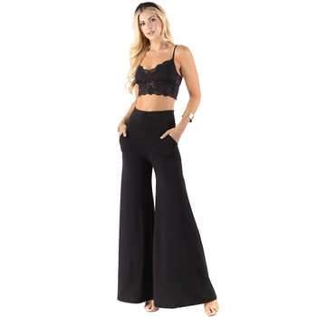 High Waist Black Palazzo Pants front view