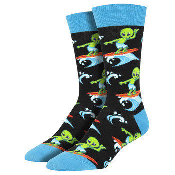 Surfing the Galaxy Alien Men's Crew Socks